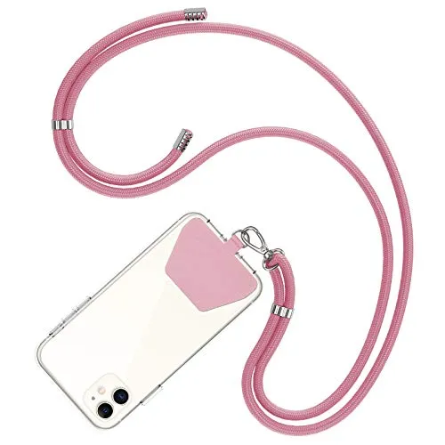 COCASES Handyband Universal zum Umhängen- Handyband aus Nylon kompatibel mit jeden Smartphones, Handygurt Umhängenband mit Kordel (Pink)