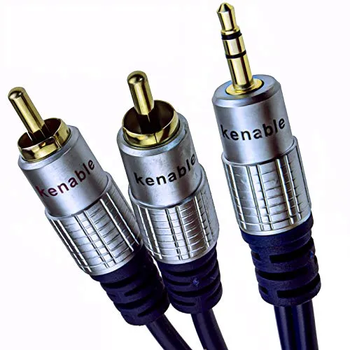 kenable Reines Kupfer HQ OFC 3,5 mm Stereo Klinkenstecker Zum 2 Chinch Cinch Stecker Kabel Vergoldeten 0,5 m [0.5 Meter/0,5m]