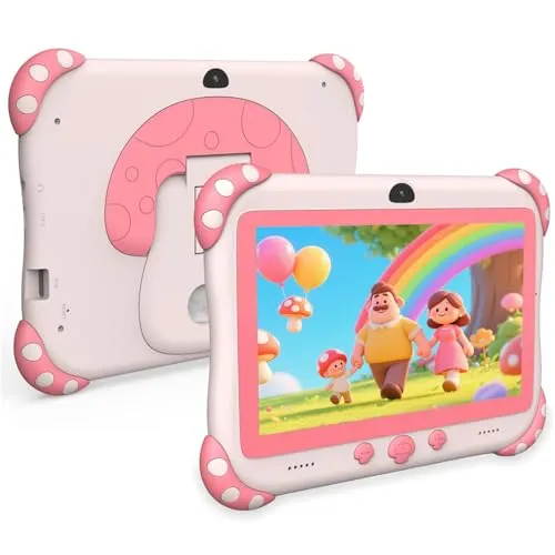 Ascrecem 7 Zoll Kinder Tablet - Tablets für Kinder mit kindgerechter Hülle, HD-Display und vorinstallierten Lern-Apps für sicheren und unterhaltsamen Wissenserwerb.