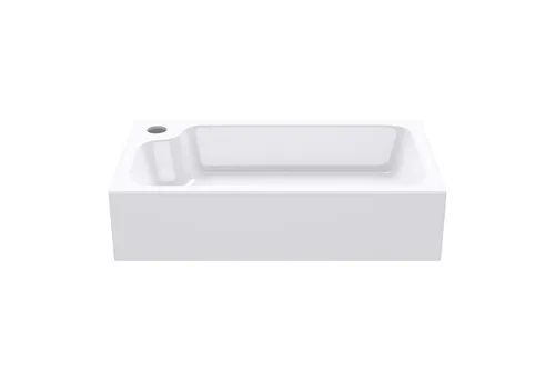 Mai & Mai Aufsatzwaschbecken 46x26 cm - Ideal für Mini Gäste-WC - Waschbecken aus hochwertigem Mineralguss, hygienisch und leicht zu reinigen. Perfekt für kleine Bäder, mit langlebigem Material und wärmespeichernden Eigenschaften.