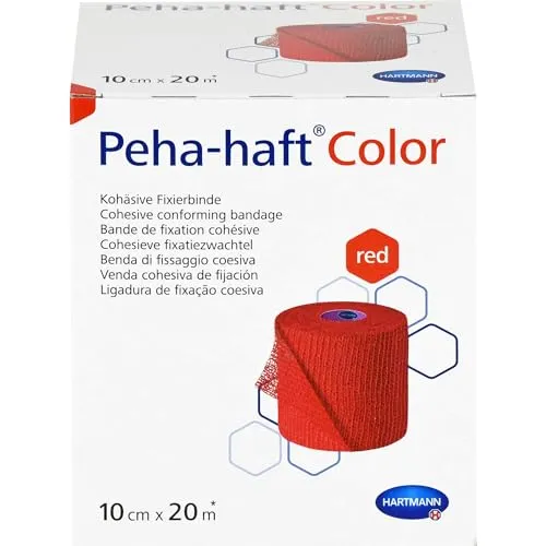 Peha-Haft Color Fixierbinde Latexfrei 10cmx20M Rot - Kompressen & Verbände – Kohäsive, elastische Fixierbinde mit starkem Hafteffekt, ideal für sichere Fixierung ohne Verkleben, hautfreundlich und in attraktiven Farben erhältlich.