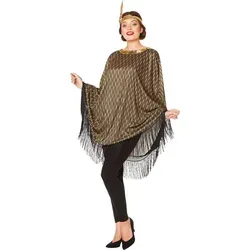 Charleston-Poncho für Damen 20er-Jahre-Kostüm in gold von Rubies