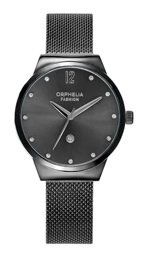 Orphelia Fashion Damen Analog Quartz Uhr Optima mit Mesh Edelstahl Armband Schwarz