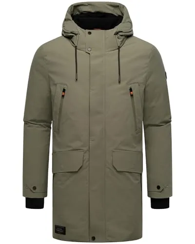 STONE HARBOUR Herren Wintermantel Kitraan XX Dusty Olive XXL - Stylischer Winterparka mit Fleece-Innenfutter, ideal für kalte Tage. Praktische Taschen und eine große Kapuze sorgen für Funktionalität und Komfort. Wasserabweisend und robust für den täglichen Einsatz.