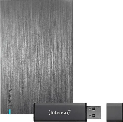 INTENSO Memory Board + 64 GB USB-Stick Bundle - Externe 2,5 Zoll Festplatte mit 1 TB und USB-Stick, ausgezeichnet mit dem Red Dot Design Award, bietet schnelle Datenübertragung über USB 3.2 Gen 1×1 und ist die ideale Lösung für die Speicherung und den Transport Deiner Daten.