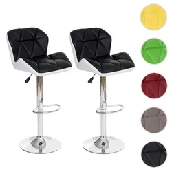 HWC-A92 Barhocker 2er-Set, höhenverstellbar & drehbar, Kunstleder schwarz - Barmöbel mit bequemer Sitzpolsterung und stabiler Fußablage, ideal für höchsten Komfort und modernes Design in Ihrem Wohnbereich.