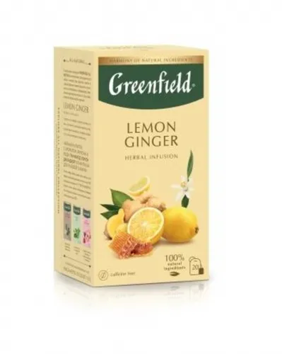 Tee Greenfield natural LEMON  GINGER | 20 teebeutel | green tea | Grüner Tee mit