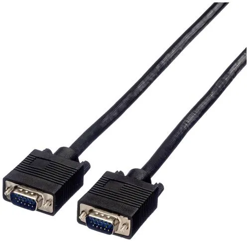 Value VGA Anschlusskabel VGA 15pol. Stecker 6.00m Schwarz 11.99.5256 doppelt geschirmt, schraubbar VGA-Kabel