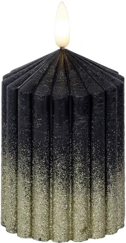 Kaemingk LED Kerze schwarz Ø 7 x 10 cm warmweiß in gold von Kaemingk