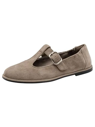 Tamaris Damen Ballerina mit Strap Leder flach, beige, 37 EU in beige von Tamaris