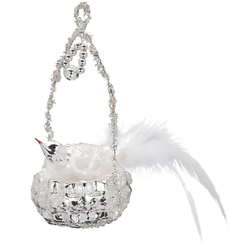 Vogelnest, viktorianisch 11cm Inge-Glas® Nostalgischer Weihnachtsschmuck