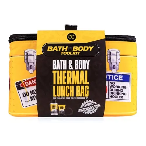 Accentra Geschenkset für Männer BATH + BODY TOOLKIT in Kühltasche im Werkzeugkoffer Design, 200ml Duschgel, 50ml Hand Scrub und Netzschwamm, Pflegeset für Herren, Geschenk zum Vatertag oder Geburtstag