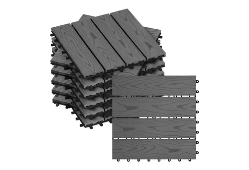 Woltu WPC-Fliesen, 11 St. - Hochwertige Terrassenfliesen in Holzoptik - Fliesen für innen und außen, UV-beständig und rutschhemmend, ideal für eine pflegeleichte Terrasse oder Balkon.