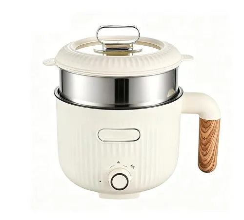 Elektrischer Hot Pot mit Dampfgarer, Elektrische Pfanne 2 L, Tragbare Antihaft Multikocher, Mini Schneller Suppentopf, Reisetopf, Nudelkocher, Elektrischer Kochtopf, Ideal für Küche Wohnheim Travel