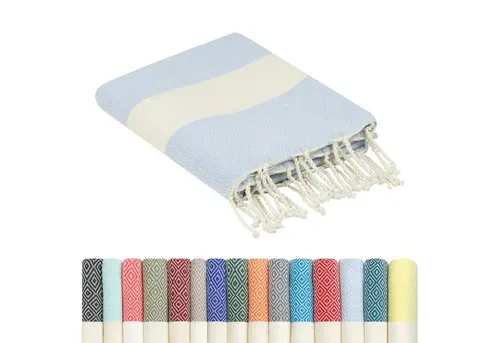 furora Holiday Strandtuch groß 100x200 cm - Premium Hamamtuch - Strandtücher: XXL Baumwolltuch, ideal für Strand, Sauna oder Picknick - leicht, kompakt und vielseitig einsetzbar, unterstützt traditionelle Handwerkskunst aus Tunesien.
