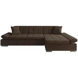 MIRJAN24 Ecksofa Malwi mit Schlaffunktion und Bettkasten - Braun - Ecksofa Malwi in L-Form mit regulierbaren Armlehnen. Ideal für kleine Räume, bietet eine großzügige Schlaffläche und praktischen Bettkasten für zusätzlichen Stauraum.