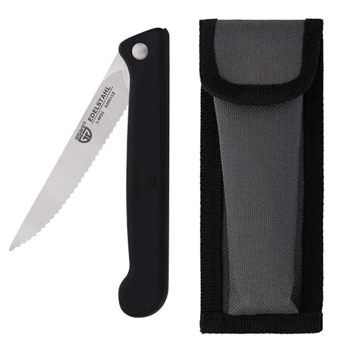 GRÄWE Klappmesser mit Steakklinge, schwarz, mit Etui, mit Liner Lock - Mechanik