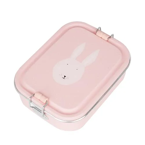 Trixie Baby Lunchbox Brotdose aus Edelstahl - Praktische 1-Fächer Versperdose in der Farbe Mrs. Rabbit, ideal für das Pausenbrot Ihrer Kleinen.