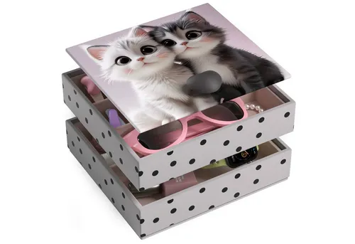 AdelDream Schmucktabletts mit Katzenmotiv - Schmucktabletts: Elegantes Schmuckkästchen mit Katzenmotiv, ideal für jeden Ort. Aus umweltfreundlichem Material, wasser- und abriebfest, perfekt als Geschenk für Damen, Töchter und Freundinnen.