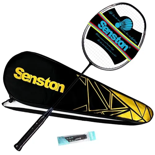 Senston N80 Ultraleicht Badmintonschläger - Badmintonschläger aus 100% High-Modulus Graphit für maximale Power und Flexibilität. Ideal für ambitionierte Spieler, Vereinsspieler und Einsteiger.