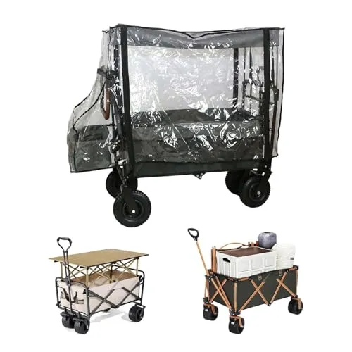 Bollerwagen Regenschutz Transparent,110 * 91 * 74 cm fuxtec Regenschutz | Universal Bollerwagen Regenschutz Transparent,Regenschutzhülle für klappbaren Bollerwagen,Faltbare Bollerwagen Regenverdeck