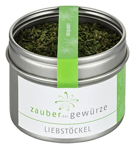 Zauber der Gewürze Liebstöckel, getrocknet gerebelt, Maggikraut, Premium-Qualität in wiederverschließbarer Aroma-Dose, 15 g