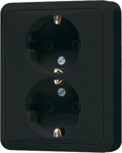 Jung Steckdosen Schwarz von Jung SCHUKO Steckdosen Abdeckung