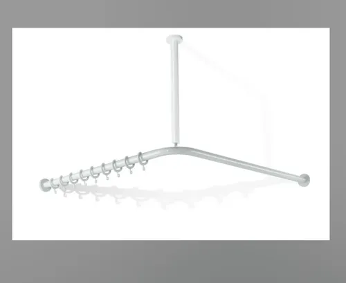 HEWI Duschvorhangstange 801 in Weiß mit 20 Ringen von HEWI