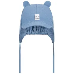 Smarilla Erstlingsmütze Bindemütze Schirmmütze Babymütze Musselin blau 46/48