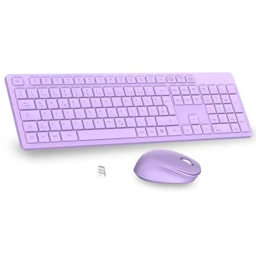 LeadsaiL K786 Kabelloses Tastatur Maus Set - Flüsterleise QWERTZ Tastatur und 2.4 GHz Drahtlose Maus - Maus-Tastatur-Sets mit Plug & Play 2-in-1 USB Empfänger, bis zu 16 Monate kabellos und ergonomisches Design für komfortables Arbeiten.