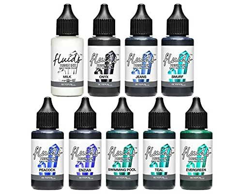 Octopus Fluids Resin Ink Set BLUE, Alcohol Ink für Epoxidharz und UV-Resin, Resin-Farbe, Harz-Farbe 9x 30 ml