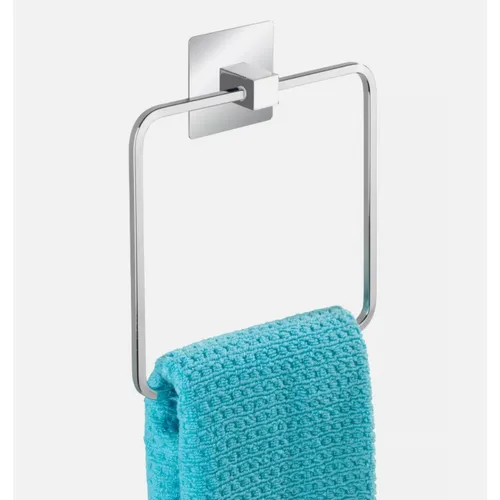 WENKO Edelstahl Handtuch Ring QUADRO - Eleganter Halter ohne Bohren - Handtuchhalter für das Badezimmer, modernes Design aus Edelstahl, einfach zu montieren ohne Bohren dank Klebemontage.