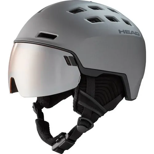 HEAD Radar Skihelm Visier graphite/black - 52-55cm - Skihelme & Snowboardhelme mit integriertem Visier, ideal für Brillenträger. Bietet besten Durchblick und Schutz bei jedem Wetter, dank schnellem Visierwechsel und Sphere Fit System für perfekten Sitz.