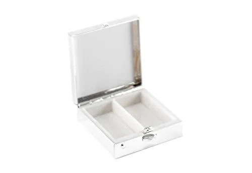 Brillibrum Design | Pillendose quadratisch | vercromt | 2 Fächer | Pillenbox für Unterwegs | Maße: 4,0 x 4,0 x 1,5 cm