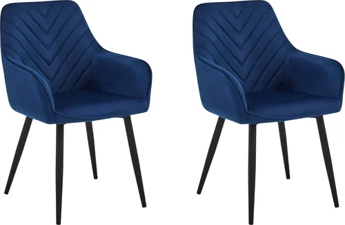 Esszimmerstuhl 2er Set Samt Loungesessel Marineblau