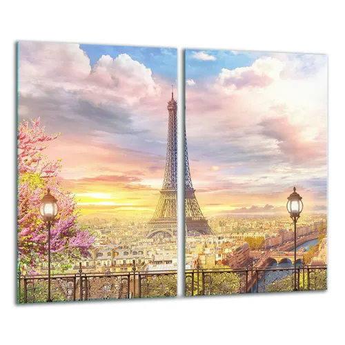 Herdabdeckplatten 2 teilig 30x52 Ceranfeld Abdeckung Glas Paris