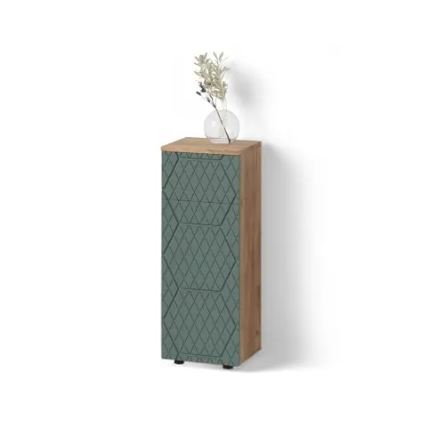 Livinity® Midischrank Ronco, Grün/Goldkraft Eiche, 30 x 81 cm