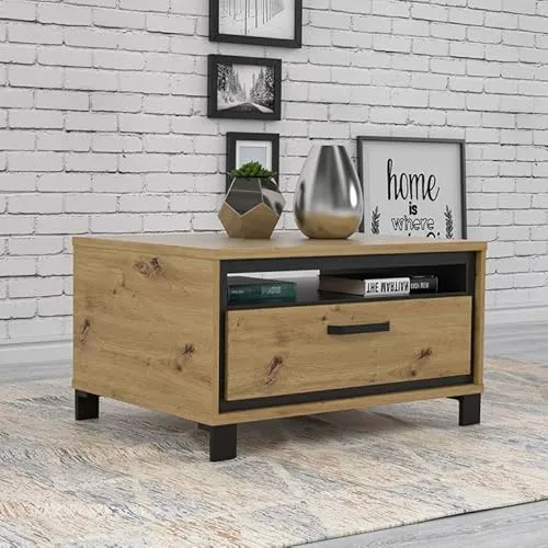 Froschkönig24 Trondheim Couchtisch Artisan Eiche/Schwarz - Beistelltisch fürs Wohnzimmer aus hochwertiger Artisan Eiche mit schwarzem Akzent, ideal für stilvolle Akzente und Funktionalität.