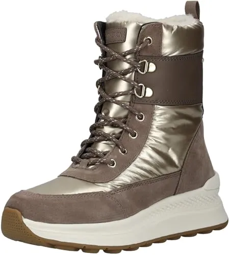 GEOX Stiefelette Leder/Textil, Damen, Gr. 37, grau (taupe) - Wanderschuhe mit kuscheligem Warmfutter und wasserabweisendem Obermaterial, ideal für stilbewusste Trägerinnen, die Komfort und Funktionalität im Winter suchen.