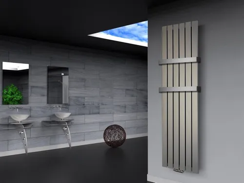 Szagato Badheizkörper Design Peking 3 - 180x47cm Edelstahloptik - Design Badheizkörper 180x47cm, 1118 Watt, mit 2 Handtuchhaltern und 5 Jahren Garantie. Hochwertige Verarbeitung, Made in Germany – ideal für stilvolle Bäder.