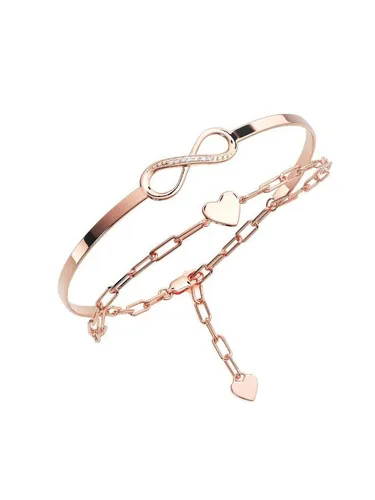 Amoonic Armband Damen Infinity Armband Sterling Silber 925 mit Zirkonia Silberarmband (inkl. Schmucktäschchen), Armband Silber, Gold Rosegold vergoldet Armkette und Armreif in einem
