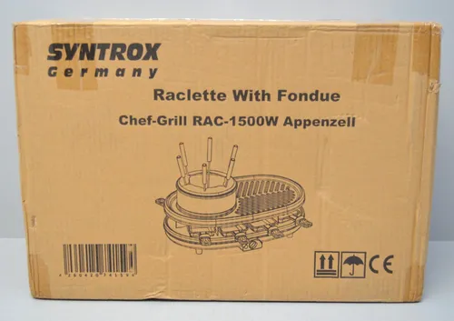 Syntrox Appenzell Raclette Grill Fondue Tischgrill komplett Set für 8 Personen