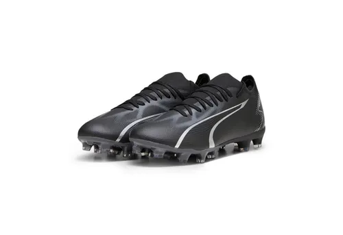 PUMA Unisex Ultra Match FG/AG Fußballschuh, Black Asphalt, 42.5 EU - Fußballschuhe mit leichtem Mesh-Obermaterial und schnürloser Ausführung für schnelle Nutzung. Ideal für optimale Kontrolle und Traktion auf dem Platz.