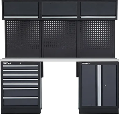 FEISTOS Werkbank Apollo 8 - Modularer Werkzeugschrank - Werkbänke mit robuster Konstruktion und elegantem Design, ideal für Hobbyhandwerker und Profischrauber. Modular, sicher und mit großzügigem Stauraum für Werkzeuge und Materialien.