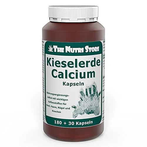 Kieselerde Calcium Kapseln 180 + 30 Stk. - Nahrungsergänzungsmittel mit wichtigen Aufbaustoffen für Haut, Haare, Nägel und Knochen