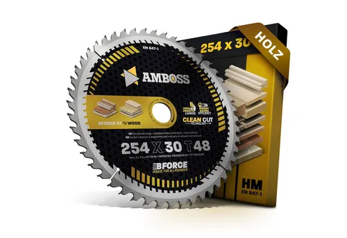 Amboss Kreissägeblatt HM 254 x 2.1/1.6 x 30 Z48 WZ - Kreissägeblätter für präzise Schnitte in Edelhölzern und Furnieren. Ideal für Akku-Kreissägen, schont die Akkuleistung und reduziert den Verschnitt.
