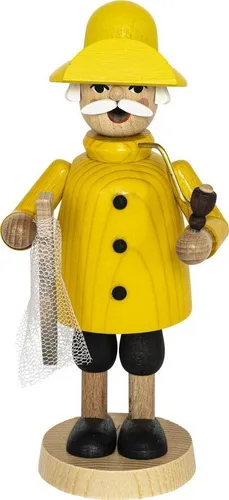 Richard Glaesser Räuchermännchen Fischer 17cm - Nussknacker aus Holz, handgefertigte Erzgebirgs-Kunst mit traditionellem Design und charmantem Fischer-Motiv, ideal für Weihnachtsdekoration.