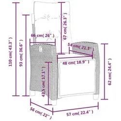 vidaXL Verstellbarer Gartensessel mit Fußteil Grau - Gartenstuhl aus langlebigem PE-Rattan mit verstellbarer Rückenlehne und Fußstütze für optimalen Komfort. Ideal für entspannte Stunden im Freien.