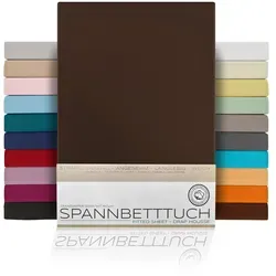 Beautex Spannbettlaken Spannbetttuch Bettlaken aus gekämmter Baumwolle Premium Jersey 160g/m2, Jersey, Gummizug: rundum, (1 Stück) braun 200 cm x 200 cm