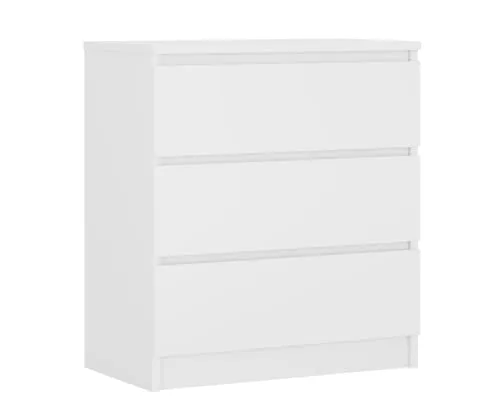 3E 3xE living.com Kommode mit 3 Schubladen, Farbe: Weiss Matt, H: 79 cm, B: 70 cm, T: 39 cm